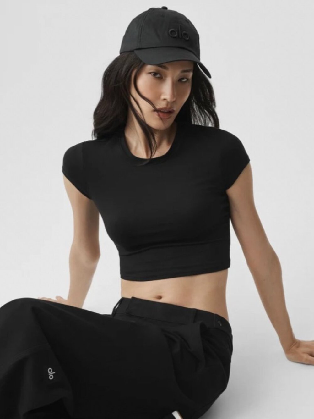 Alosoft Crop Finesse Short Sleeve, black, XS